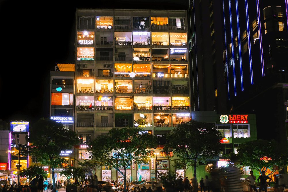 The old apartment block at 42 Nguyen Hue has long been known for its unique and attractive