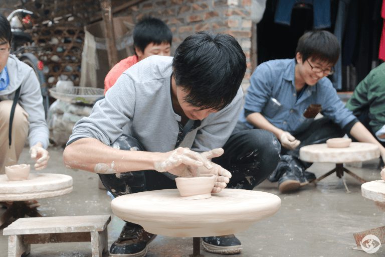 In the playground, you play with the pottery wheels