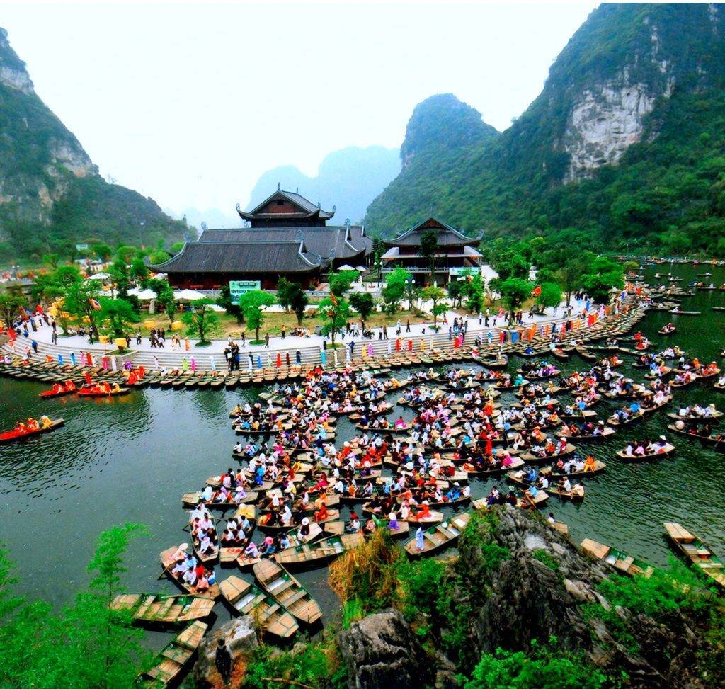 Trang An has nearly 50 caves crossing rivers